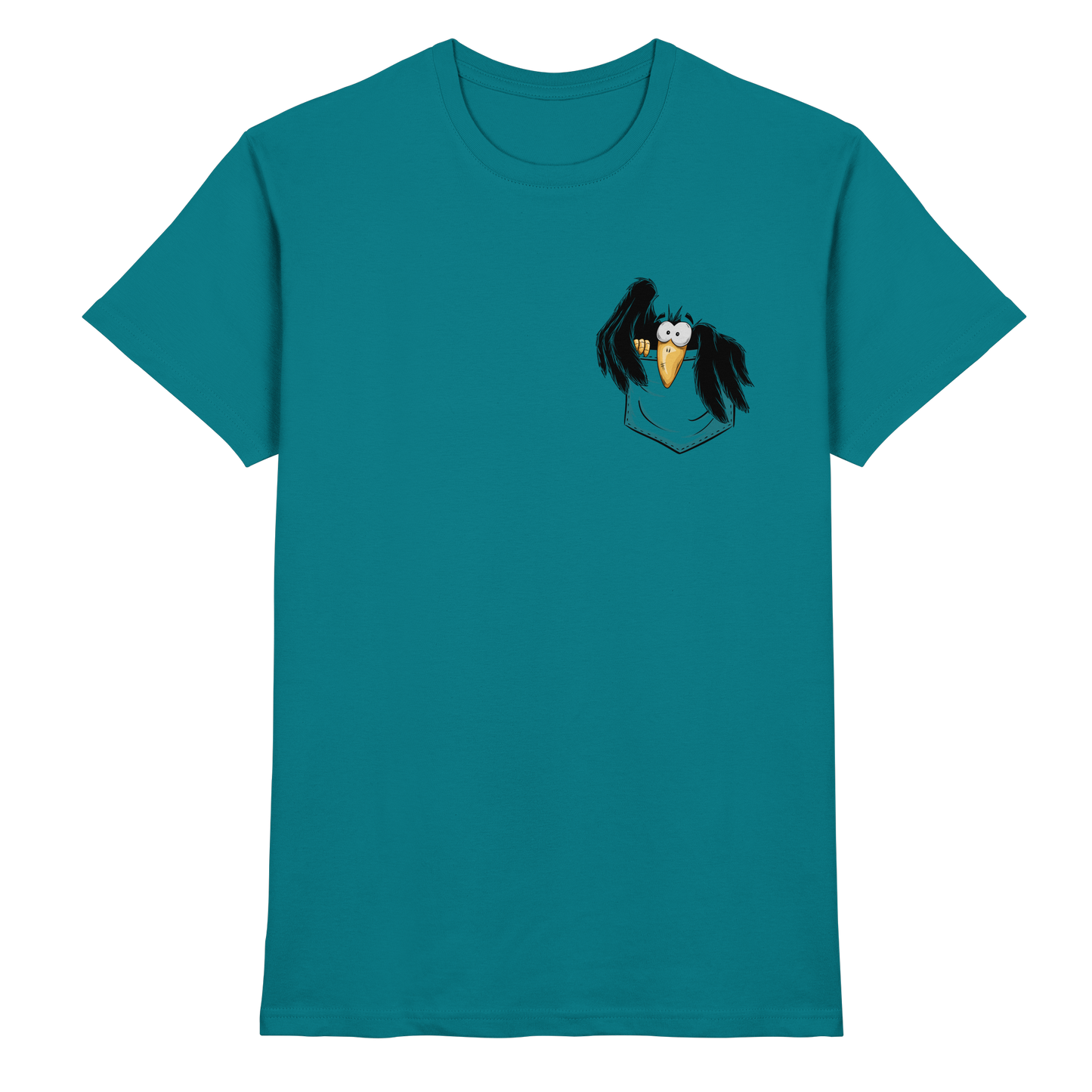 Kleiner Rabe | schwarze Krähe In Tasche - Premium Shirt