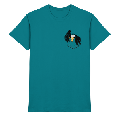 Kleiner Rabe | schwarze Krähe In Tasche - Premium Shirt