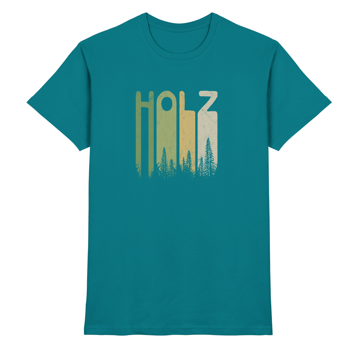 Holz Retro Wald Schriftzug - Premium Shirt