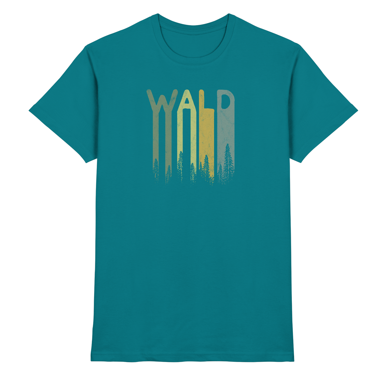 Wald Retro Forst Schriftzug - Premium Shirt