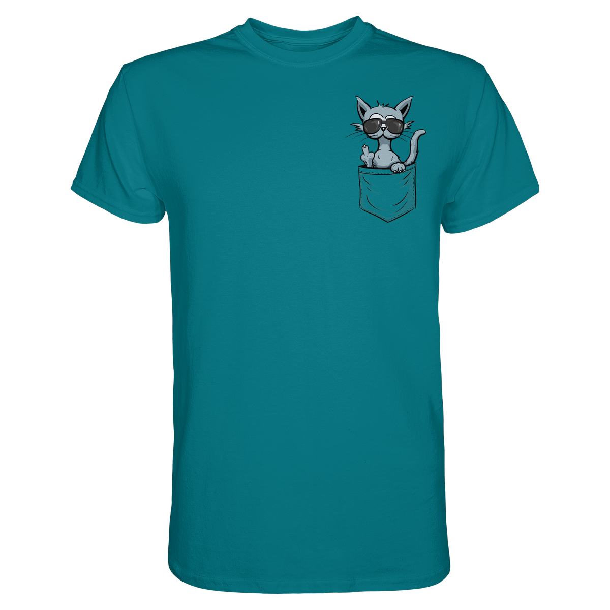 "Fuck Off" Mittelfinger Katze in der Tasche - Premium Shirt