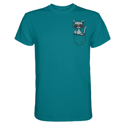 "Fuck Off" Mittelfinger Katze in der Tasche - Premium Shirt