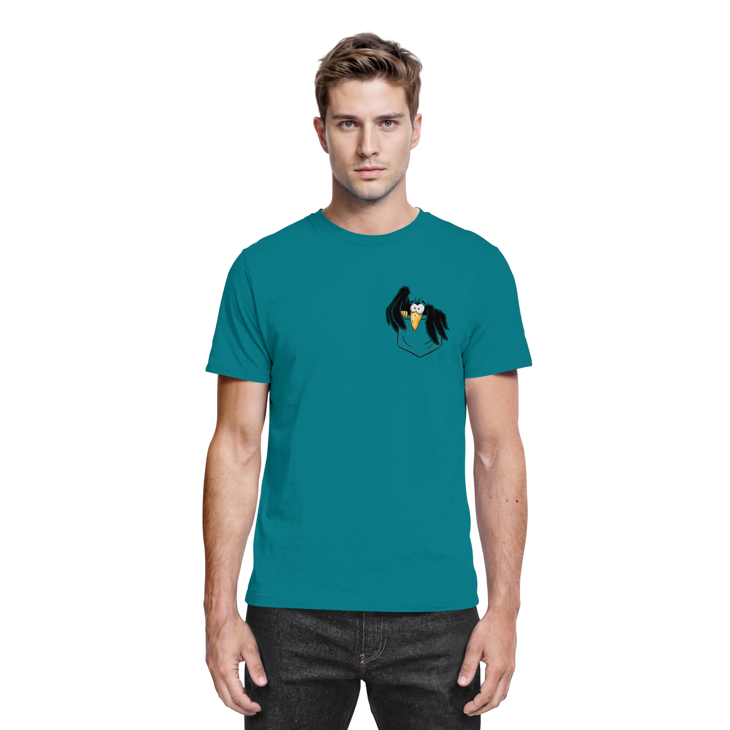 Kleiner Rabe | schwarze Krähe In Tasche - Premium Shirt
