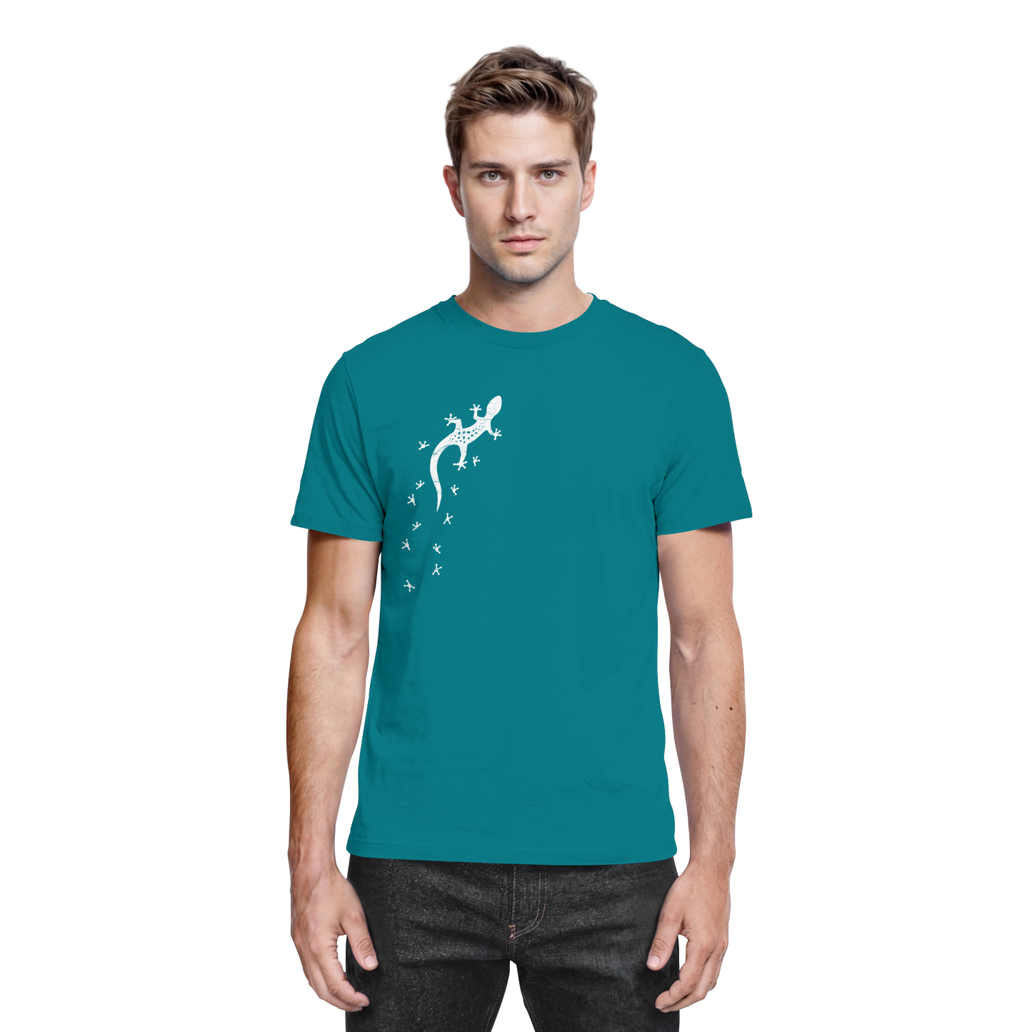 Gecko Eidechse Silhouette hell - Premium Shirt
