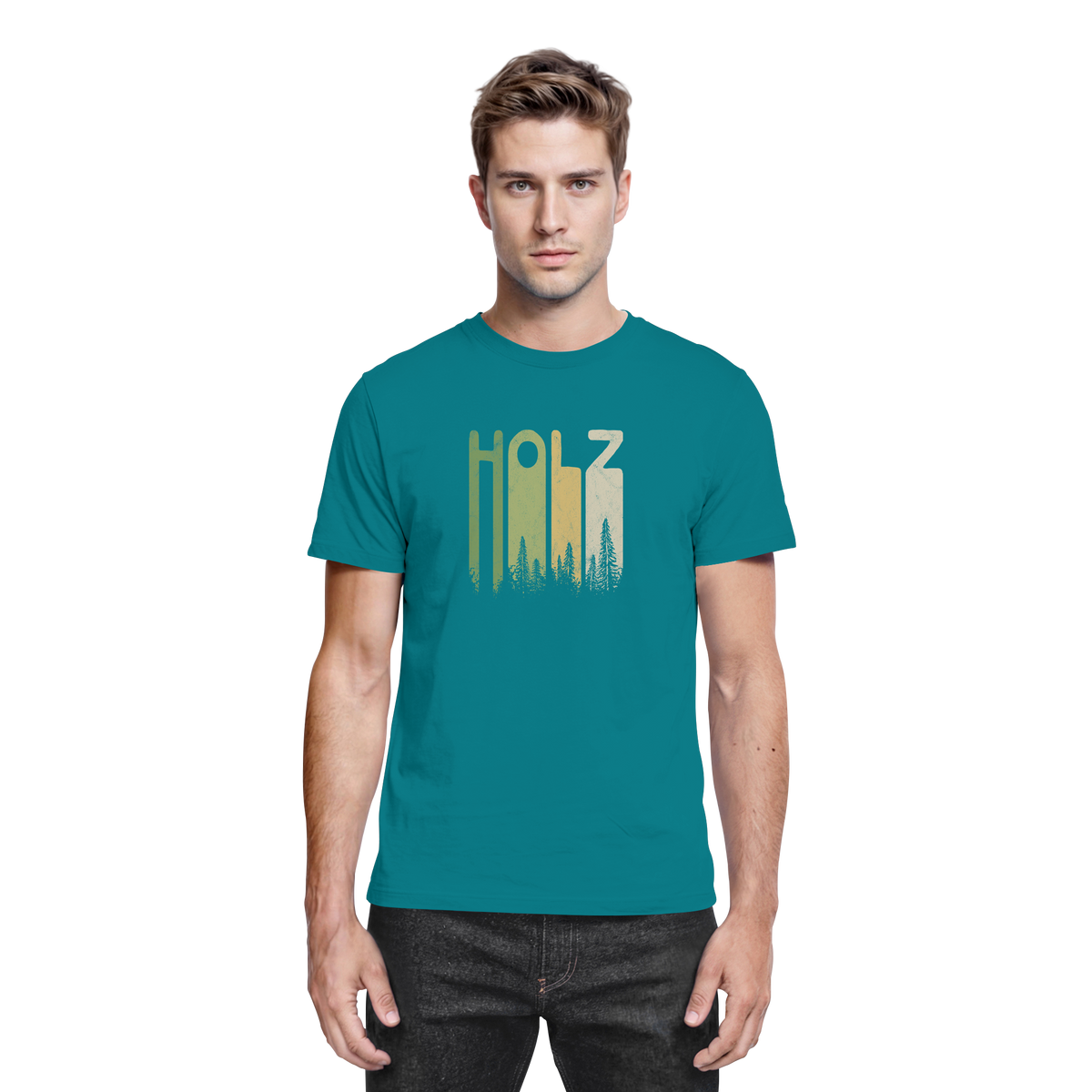 Holz Retro Wald Schriftzug - Premium Shirt