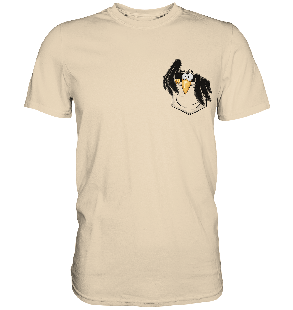 Kleiner Rabe | schwarze Krähe In Tasche - Premium Shirt