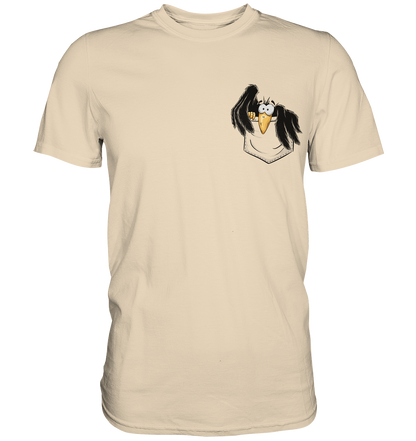 Kleiner Rabe | schwarze Krähe In Tasche - Premium Shirt