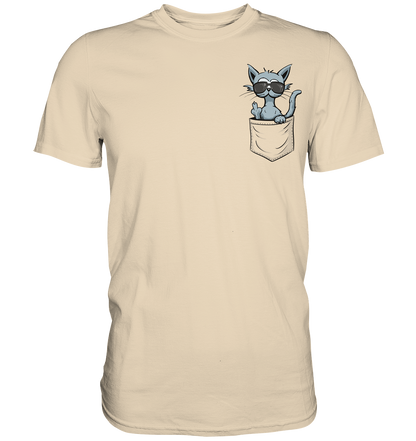 "Fuck Off" Mittelfinger Katze in der Tasche - Premium Shirt