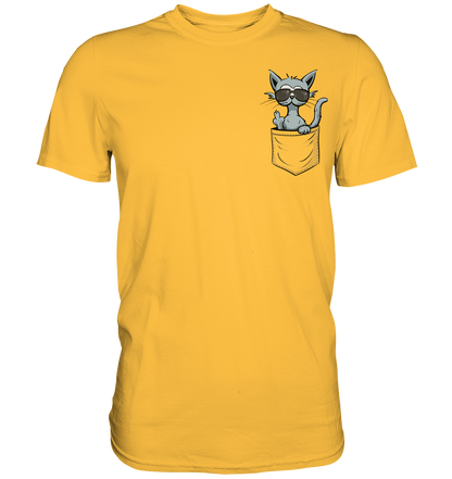 "Fuck Off" Mittelfinger Katze in der Tasche - Premium Shirt