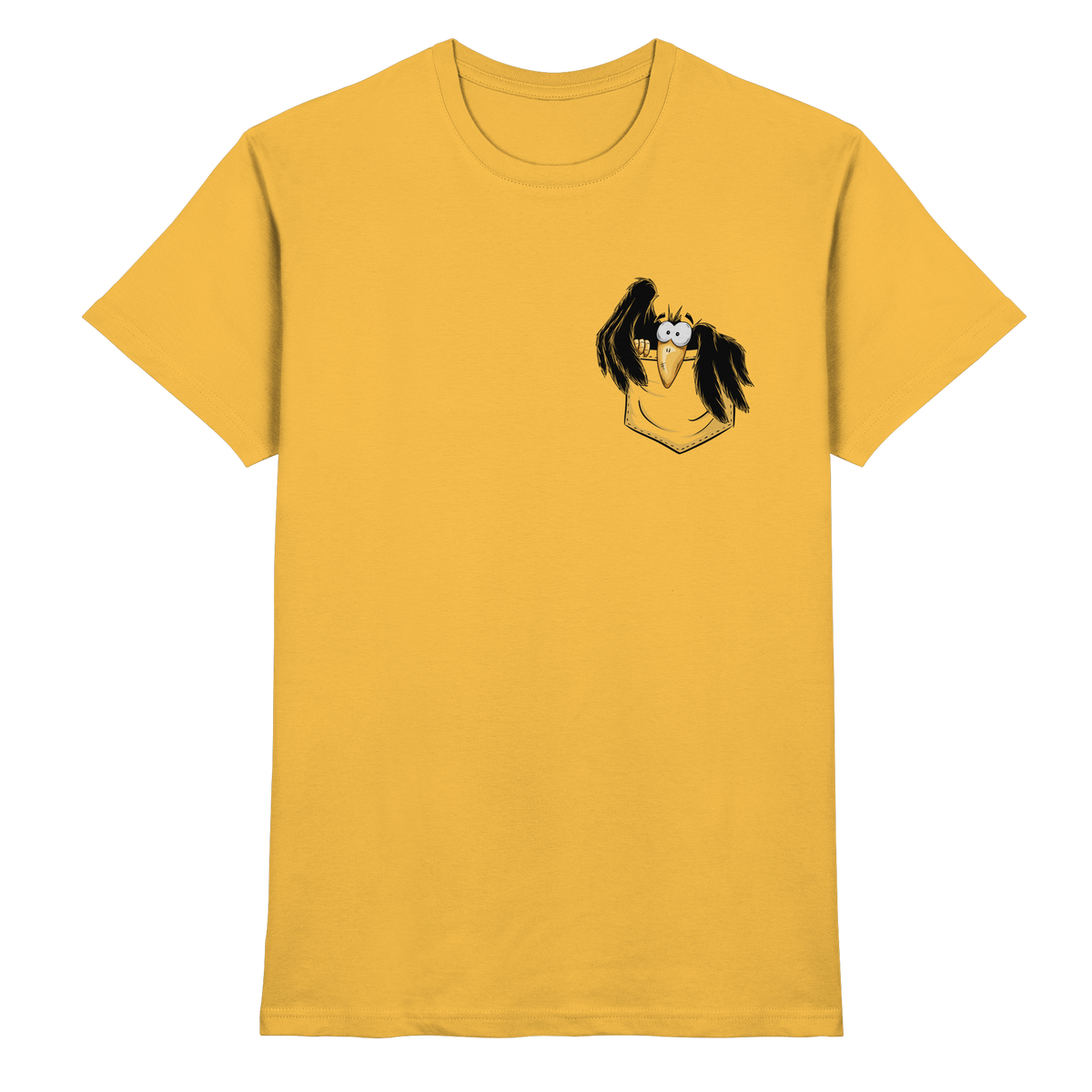 Kleiner Rabe | schwarze Krähe In Tasche - Premium Shirt