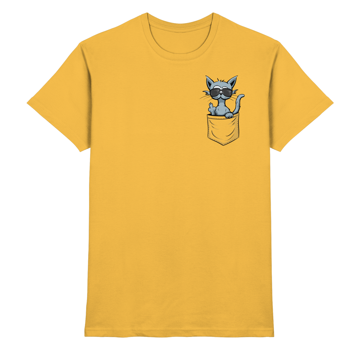 "Fuck Off" Mittelfinger Katze in der Tasche - Premium Shirt