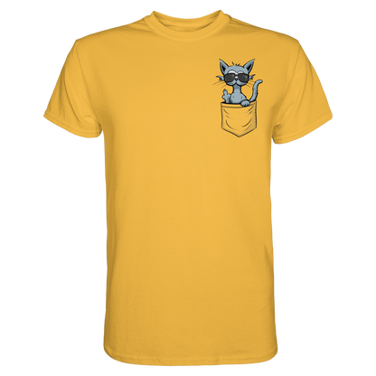 "Fuck Off" Mittelfinger Katze in der Tasche - Premium Shirt