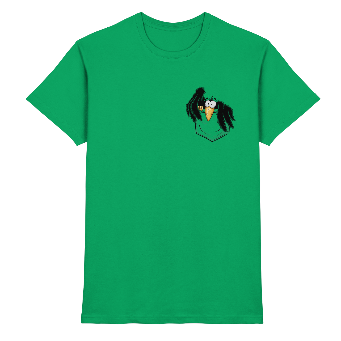 Kleiner Rabe | schwarze Krähe In Tasche - Premium Shirt