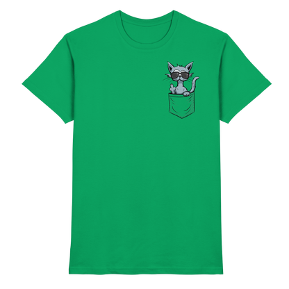 "Fuck Off" Mittelfinger Katze in der Tasche - Premium Shirt