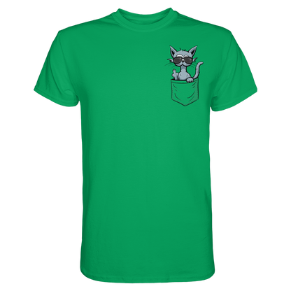 "Fuck Off" Mittelfinger Katze in der Tasche - Premium Shirt