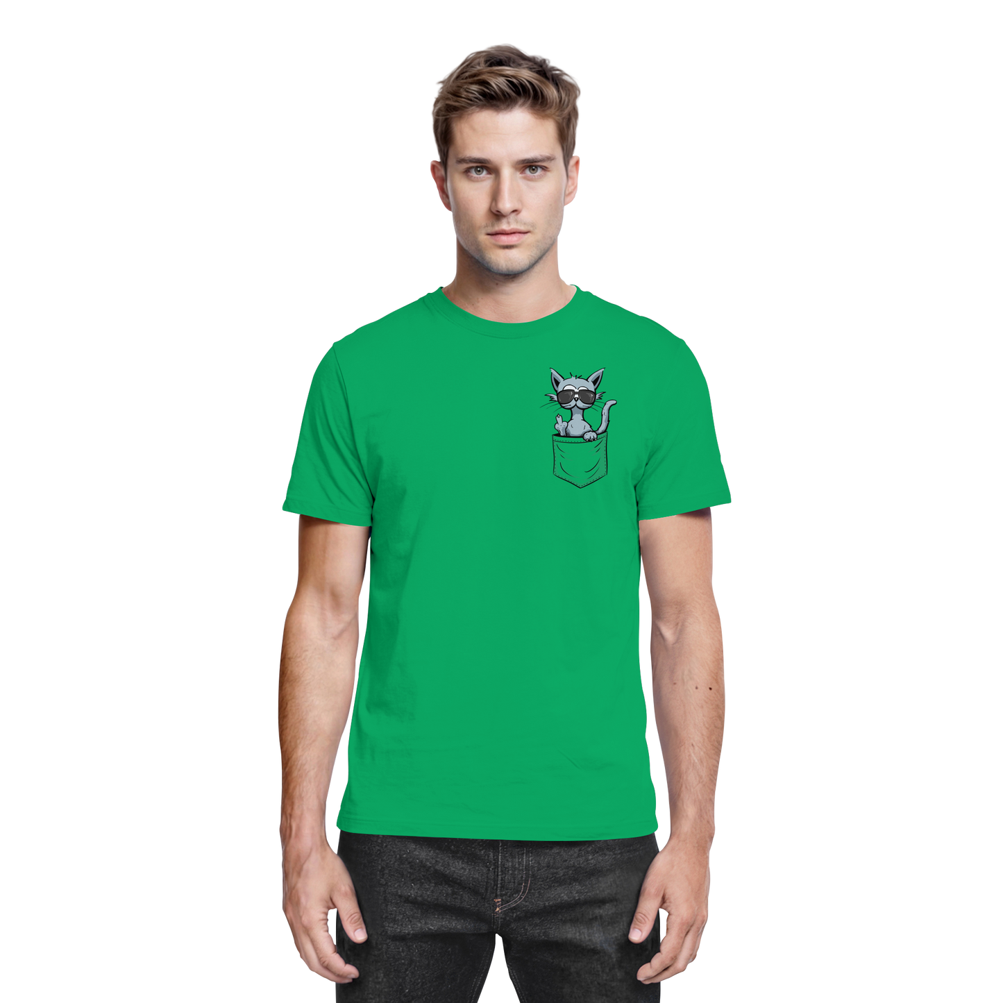 "Fuck Off" Mittelfinger Katze in der Tasche - Premium Shirt