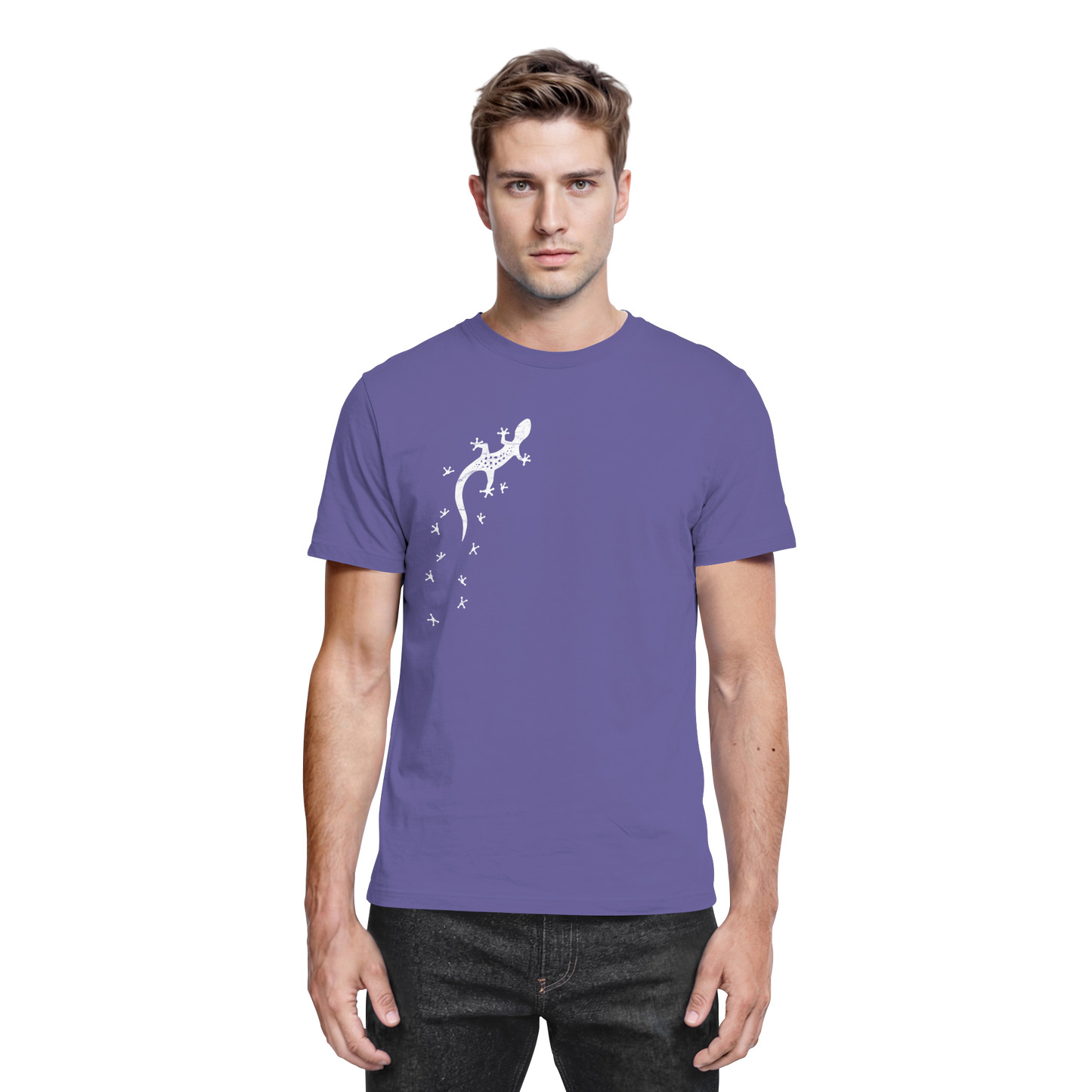 Gecko Eidechse Silhouette hell - Premium Shirt