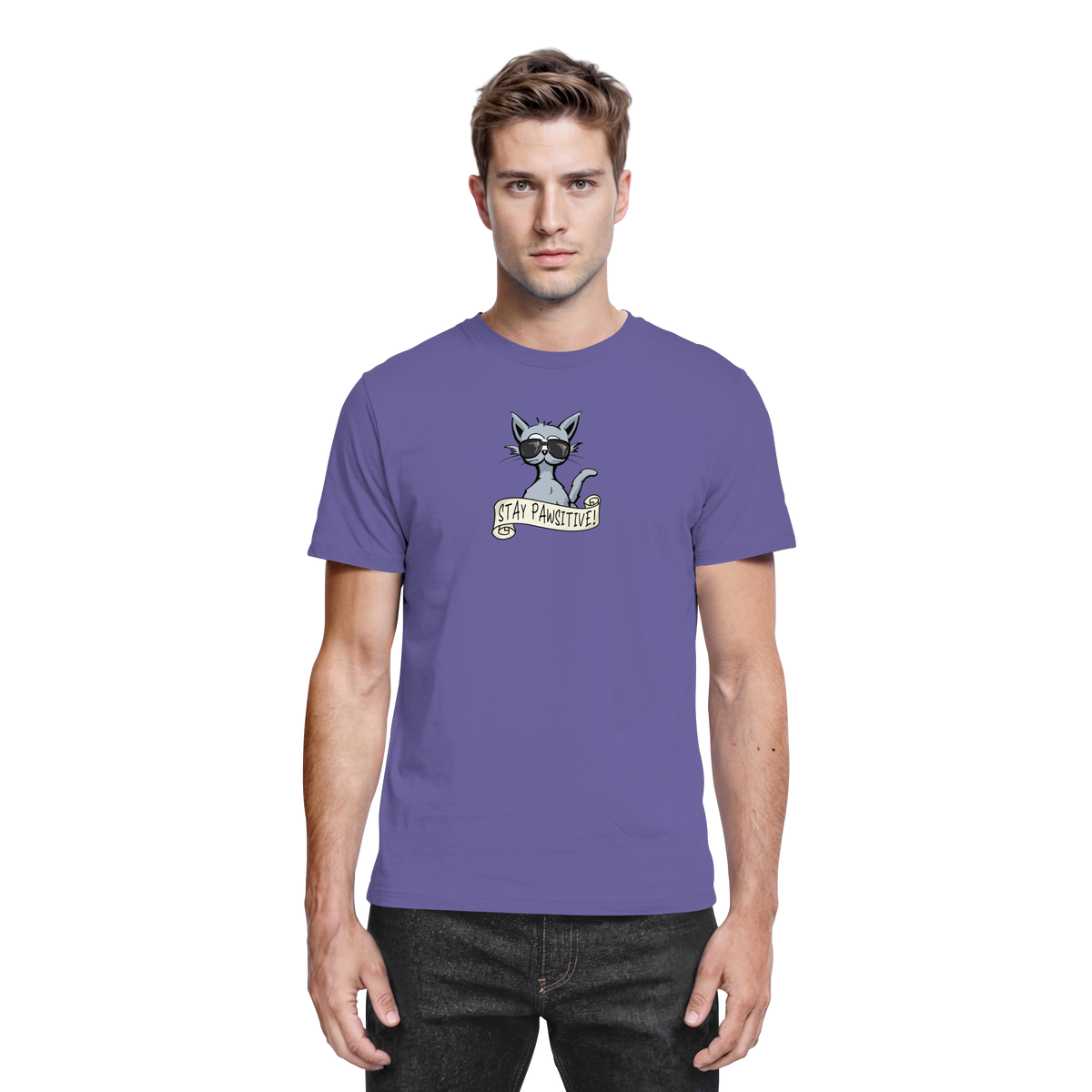 Stay Pawsitive Bleib lässig Hipster Katze - Premium Shirt