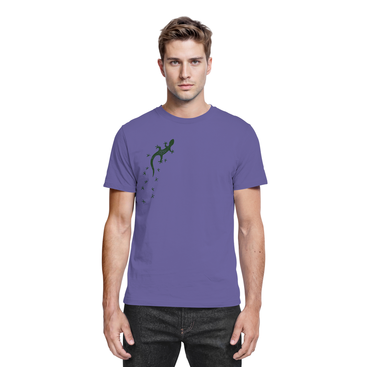 Gecko Eidechse Silhouette dunkel - Premium Shirt