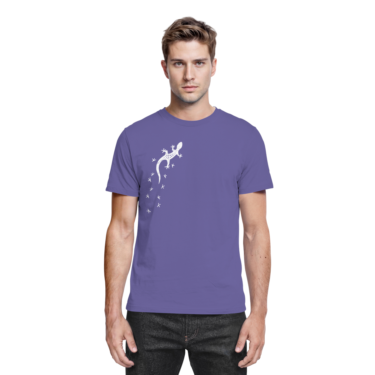 Gecko Eidechse Silhouette hell - Premium Shirt