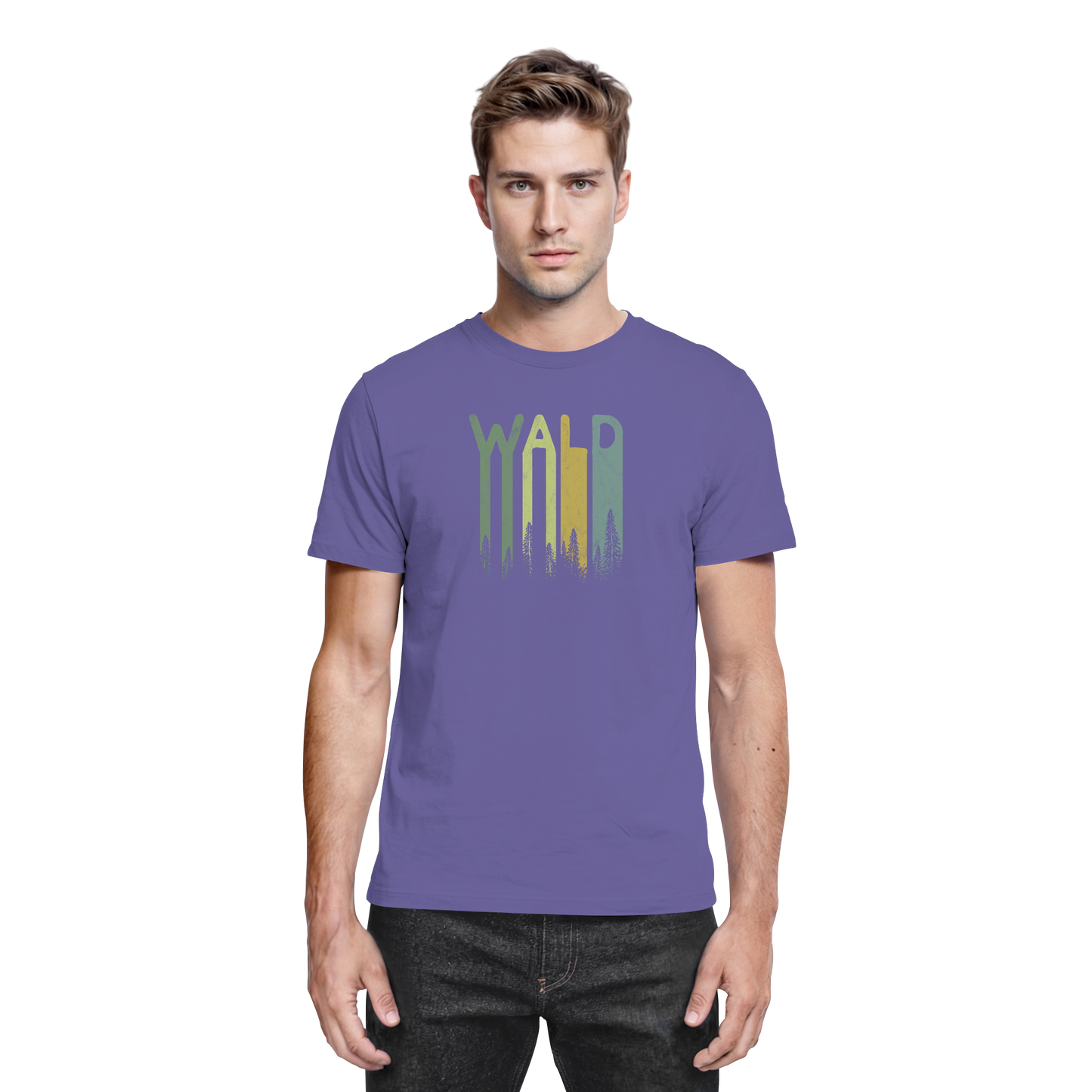 Wald Retro Forst Schriftzug - Premium Shirt