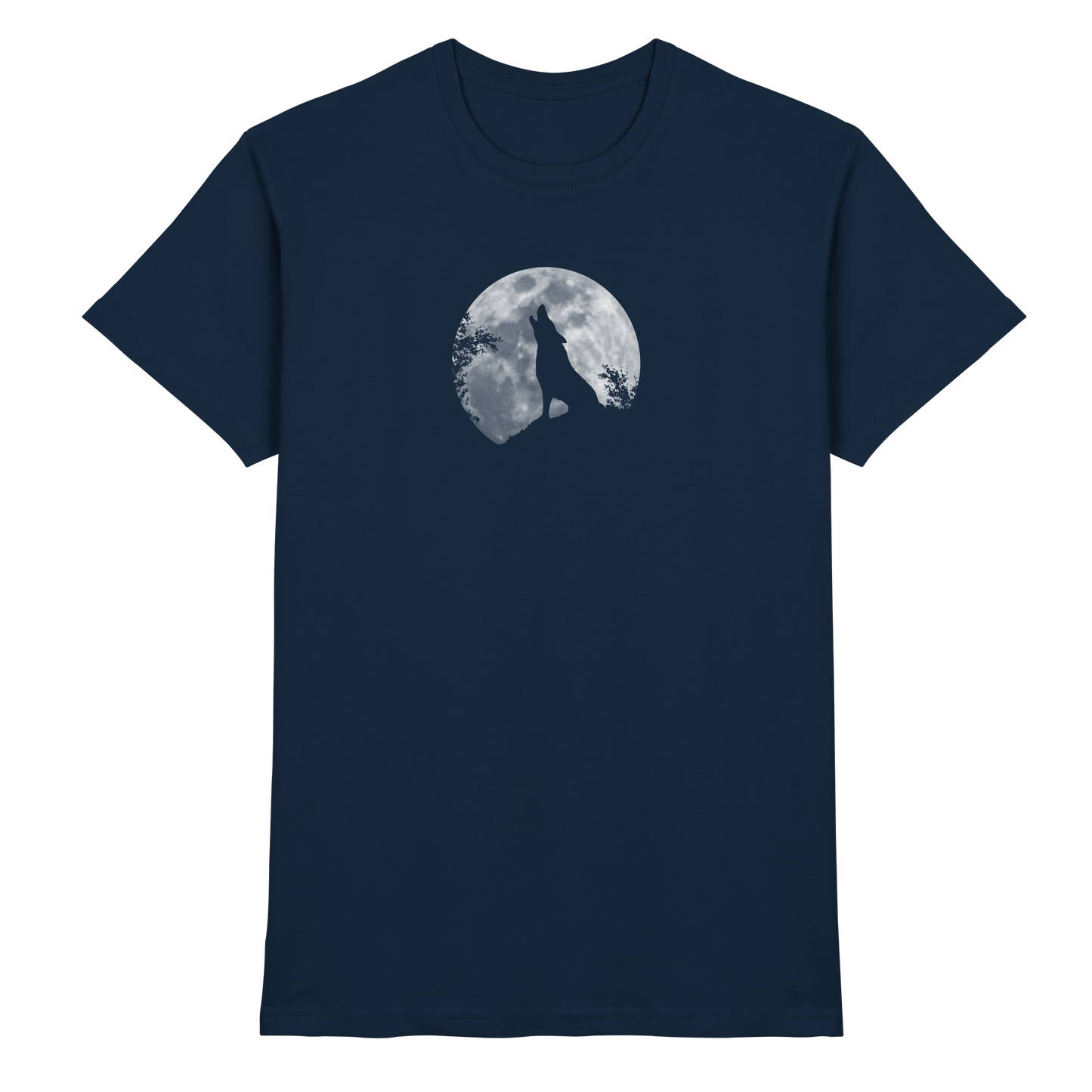 Heulender Wolf Silhouette vor Vollmond - Premium Shirt