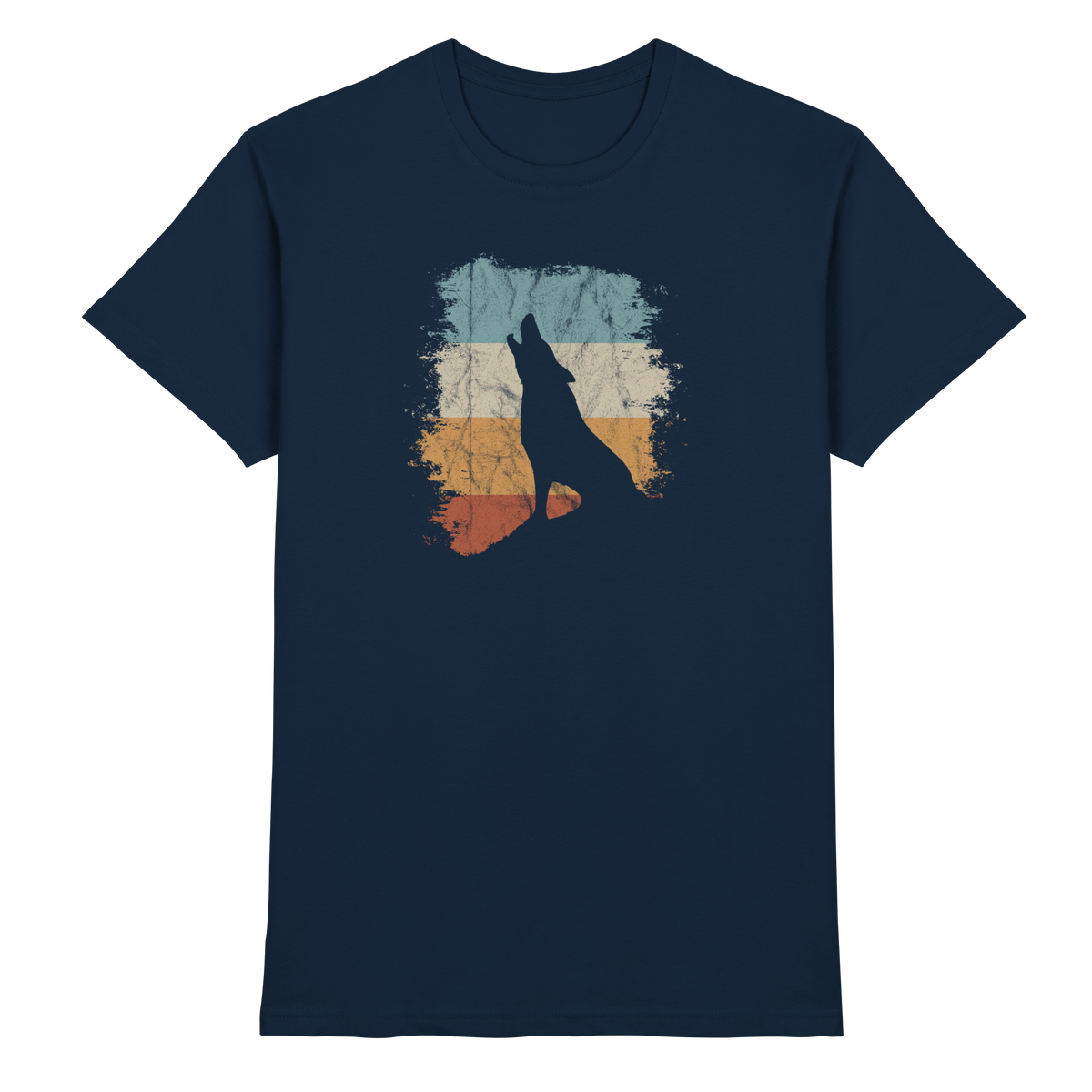 Retro Style lässig heulender Wolf  - Premium Shirt