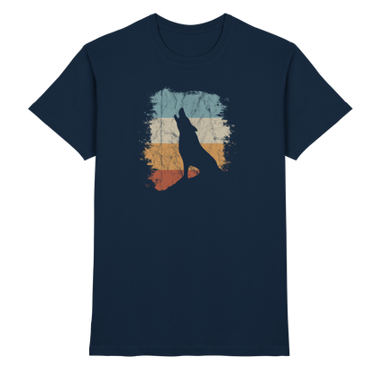 Retro Style lässig heulender Wolf  - Premium Shirt