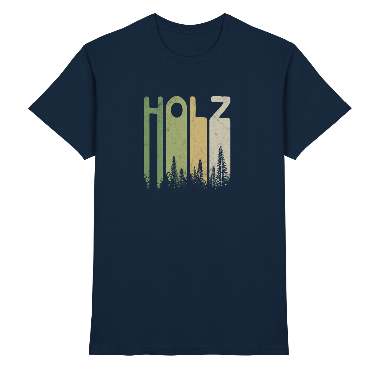 Holz Retro Wald Schriftzug - Premium Shirt