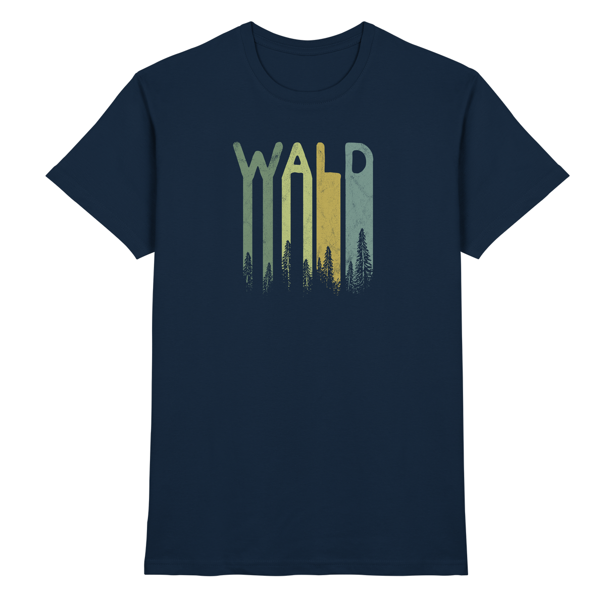 Wald Retro Forst Schriftzug - Premium Shirt