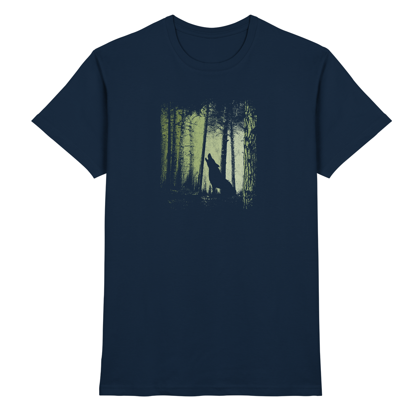 Einsamer Wolf im Zwielicht Wald  - Premium Shirt