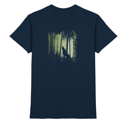 Einsamer Wolf im Zwielicht Wald  - Premium Shirt