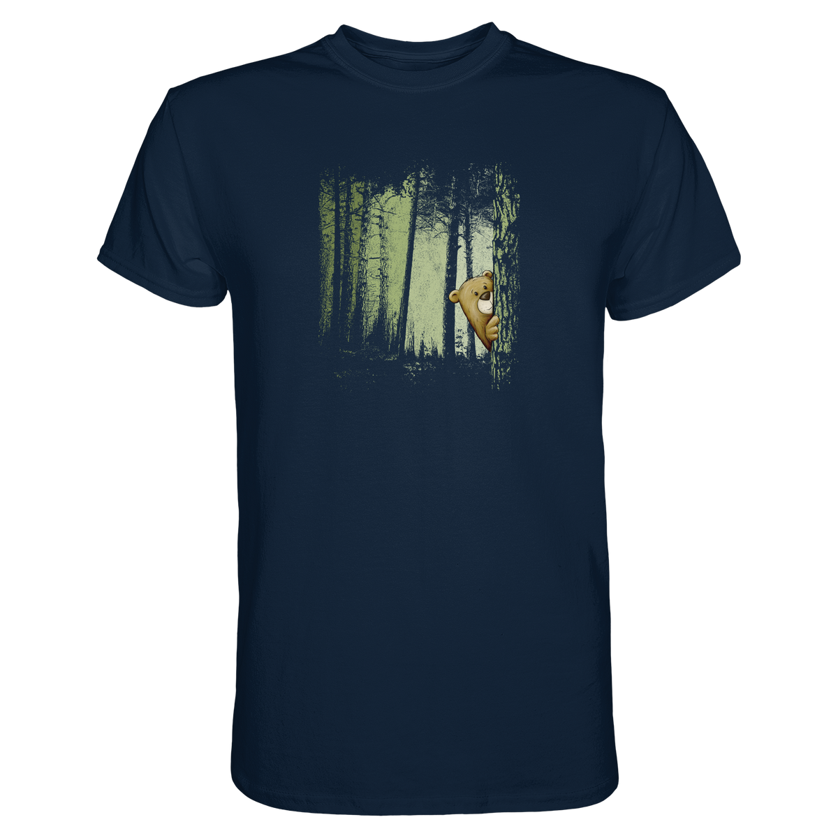 Comic Bär versteckt im Zwielicht Wald - Premium Shirt