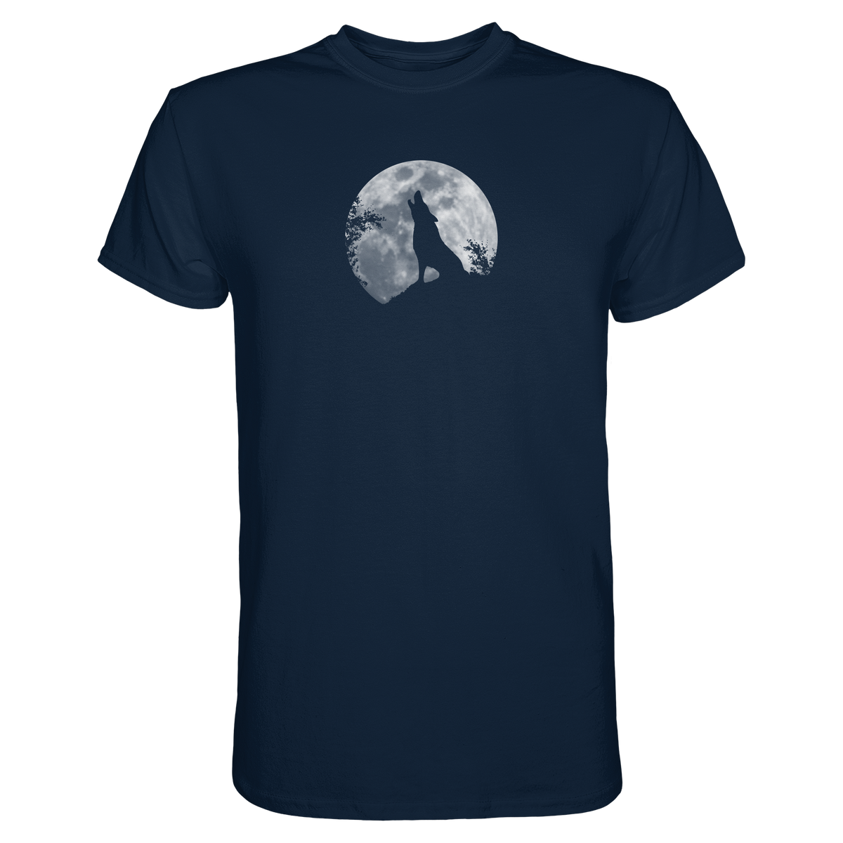 Heulender Wolf Silhouette vor Vollmond - Premium Shirt
