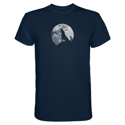 Heulender Wolf Silhouette vor Vollmond - Premium Shirt