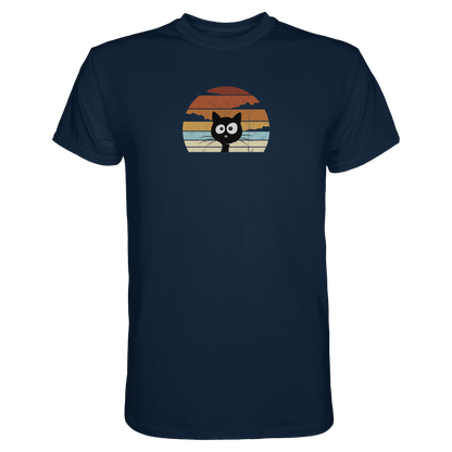 Retro schwarze Katze vor Sonnenuntergang - Premium Shirt