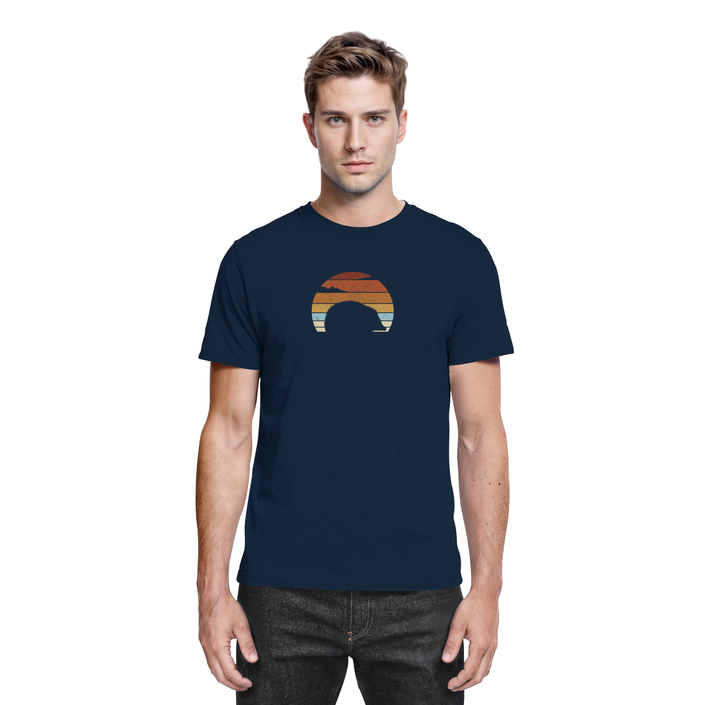 Retro Igel Silhouette im Sonnenuntergang - Premium Shirt