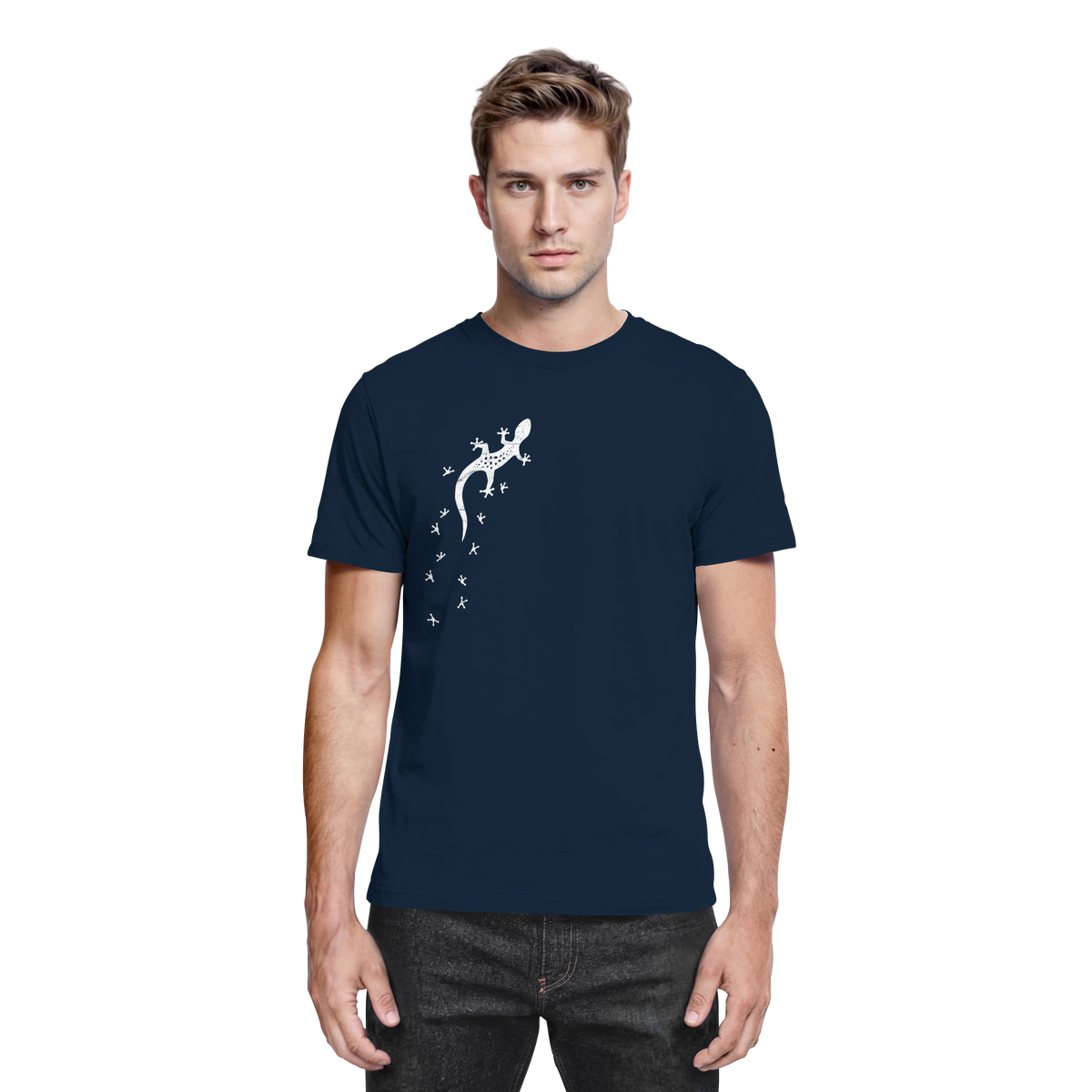Gecko Eidechse Silhouette hell - Premium Shirt