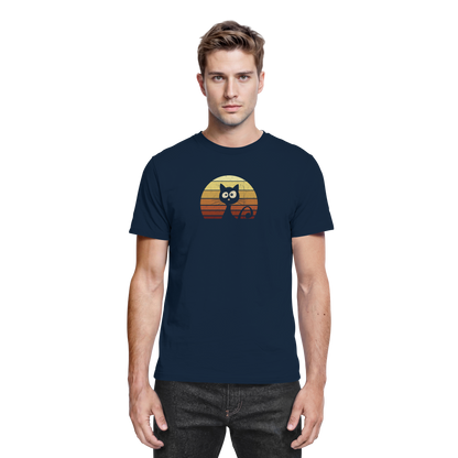 Katze vor Retro Sonnenuntergang - Premium Shirt