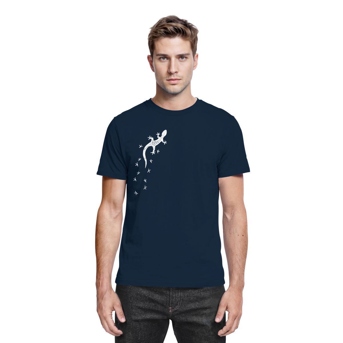 Gecko Eidechse Silhouette hell - Premium Shirt