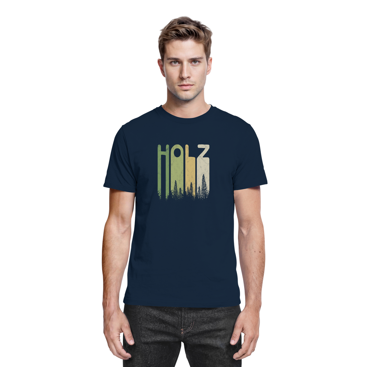 Holz Retro Wald Schriftzug - Premium Shirt