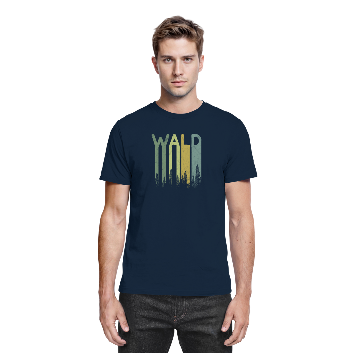 Wald Retro Forst Schriftzug - Premium Shirt