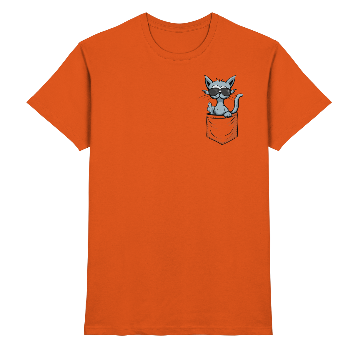 "Fuck Off" Mittelfinger Katze in der Tasche - Premium Shirt