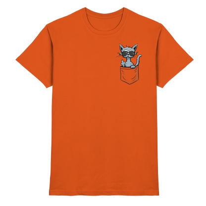 "Fuck Off" Mittelfinger Katze in der Tasche - Premium Shirt