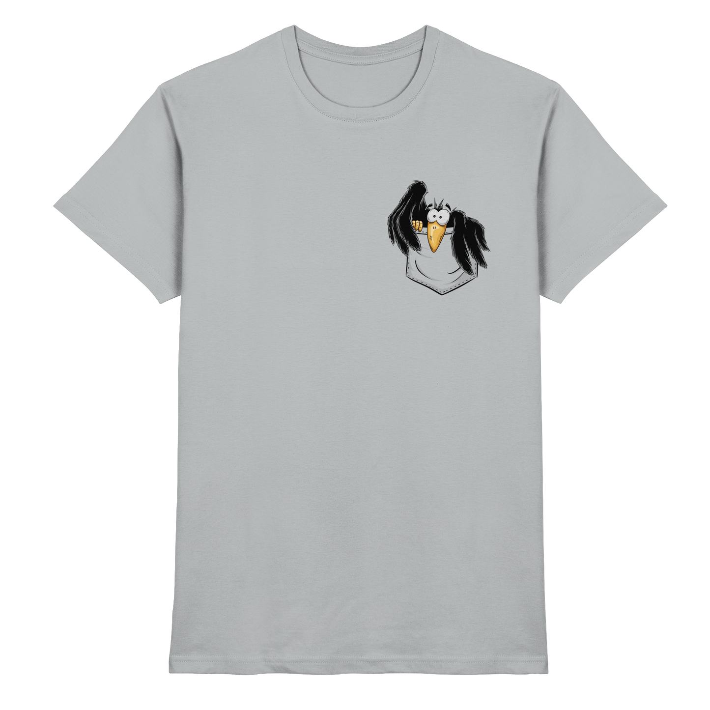 Kleiner Rabe | schwarze Krähe In Tasche - Premium Shirt