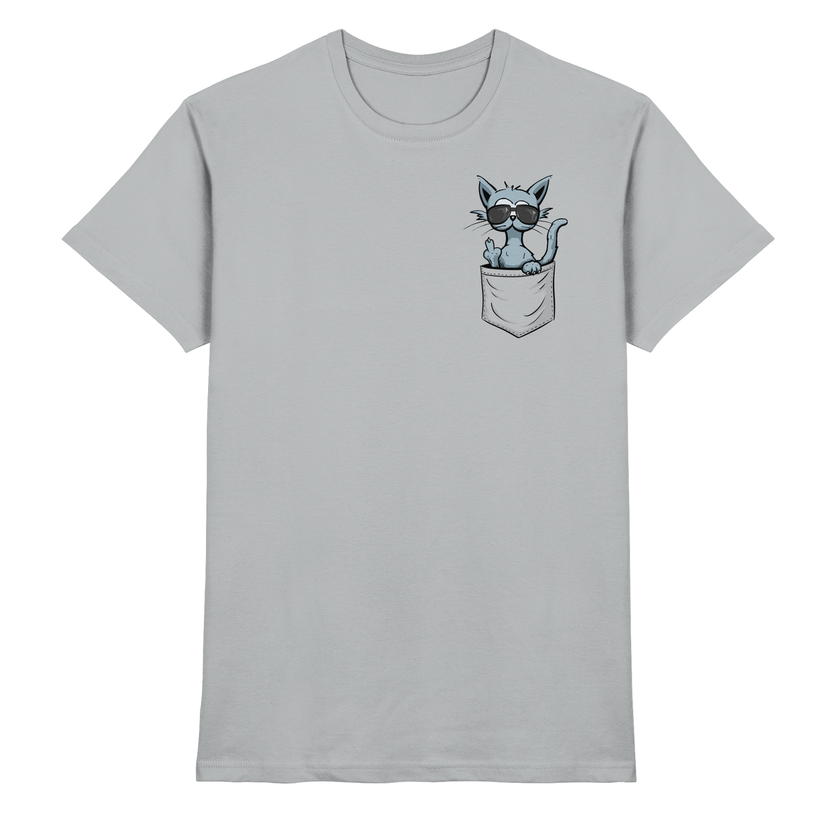 "Fuck Off" Mittelfinger Katze in der Tasche - Premium Shirt