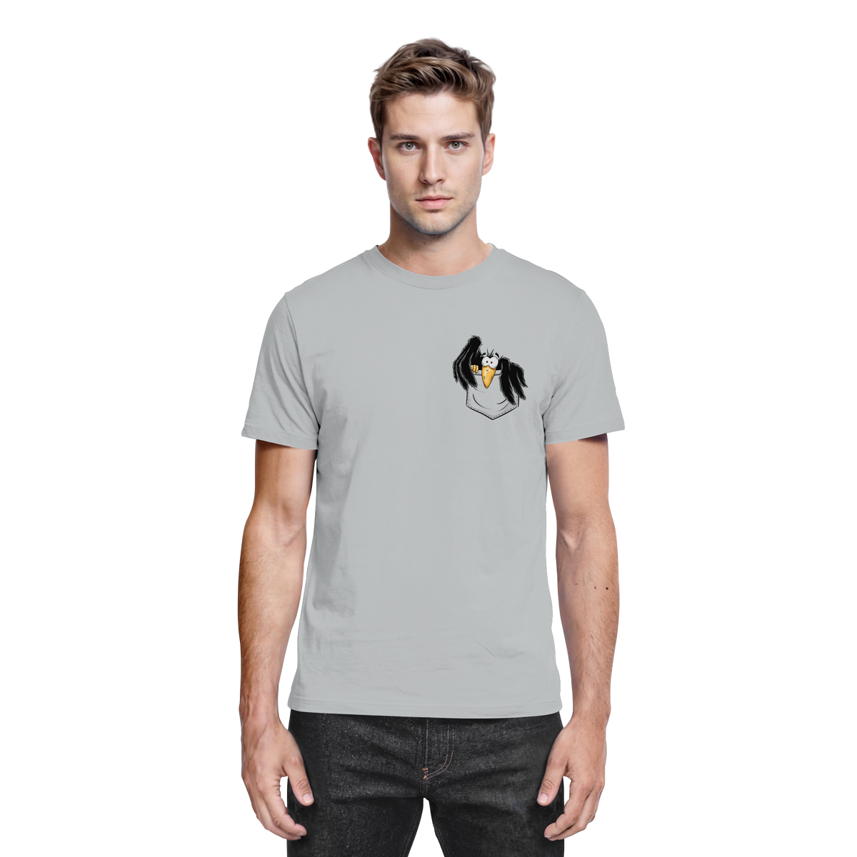 Kleiner Rabe | schwarze Krähe In Tasche - Premium Shirt