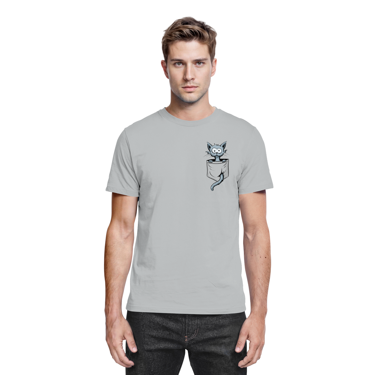 Verrückte Katze in Deiner Brust-Tasche - Premium Shirt