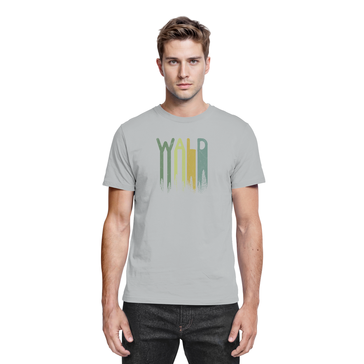 Wald Retro Forst Schriftzug - Premium Shirt