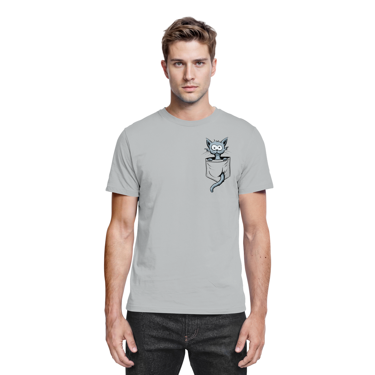 Verrückte Katze in Deiner Brust-Tasche - Premium Shirt